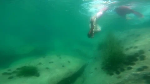 Mermaid diving at sea Stock Footage 118694528