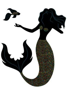 Mermaid with fish Stock Illustration