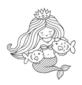 Mermaid with fish. Stock Illustration