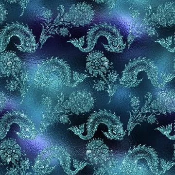 Mermaid glitter texture pattern background イラスト素材
