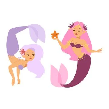 Mermaid nixie character vector Stock Illustration