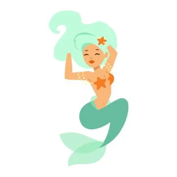 Mermaid nixie character vector Stock Illustration