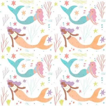 Mermaid pattern collection 스톡 일러스트