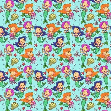 Mermaid pattern design Illustrazione stock