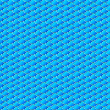 Mermaid seamless pattern. Blue and gold fish scale texture background. Neon m Illustrazione stock