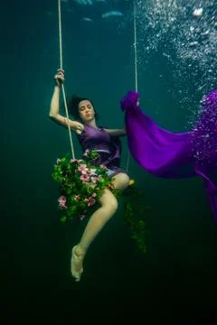Mermaid on the swing Stock Photos