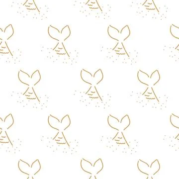 Mermaid tail simple seamless pattern vector. Stock Illustration