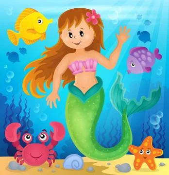 Mermaid theme image - eps10 vector illustration. Stock Illustration