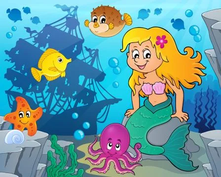 Mermaid topic image Stock Illustration