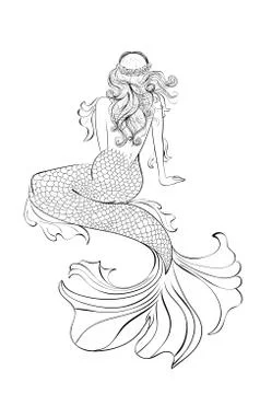 Mermaid view from a back Illustrazione stock