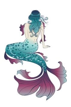 Mermaid view from a back Stock Illustration