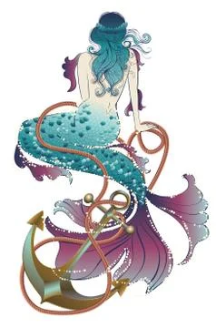 Mermaid view from a back Illustrazione stock