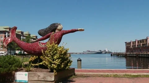 Mermaid On The Waterside Port Stock Footage 57237500