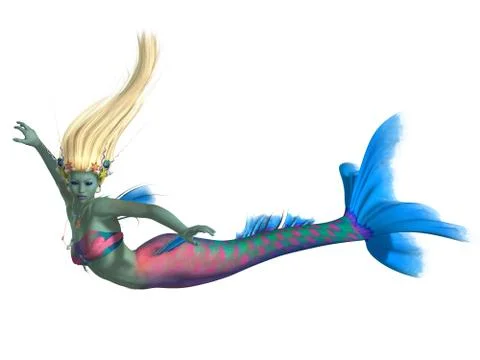 Mermaid on white 스톡 일러스트