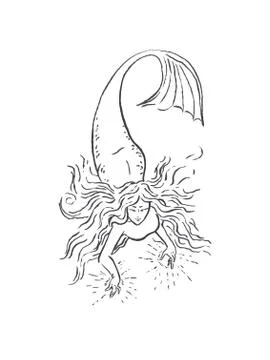 Mermaid witch making magic Stock Illustration