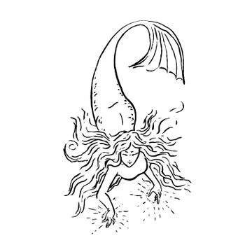 Mermaid witch making magic Stock Illustration