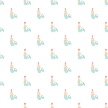 Mermaids pattern repeating on white background イラスト素材