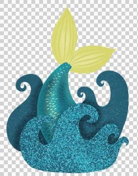 Mermaid's tail in glitter waves Stock Illustration