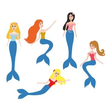 Mermaids vector set Stock Illustration