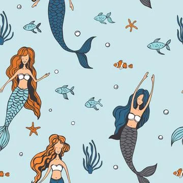 Mermaids.Vector pattern. Illustrazione stock
