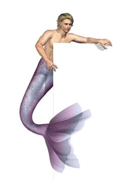 Merman Holding onto Edge of Border Stock Illustration