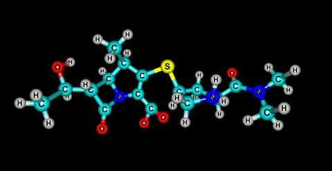 Meropenem molecular structure isolated on black Stock Illustration