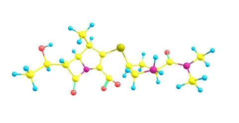 Meropenem molecular structure isolated on white Stock Illustration