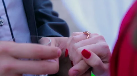 Merried pair Holding hands Stock Footage 65744021