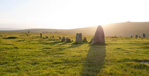 Merrivale Stone Rows Stock Photos