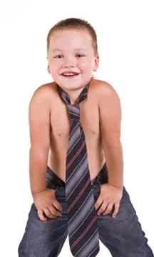 Merry boy in a tie Stock Photos
