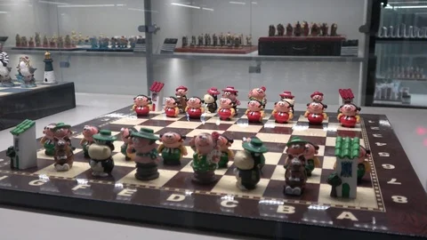 Merry chessman collection of chess set Stock Footage 118287535