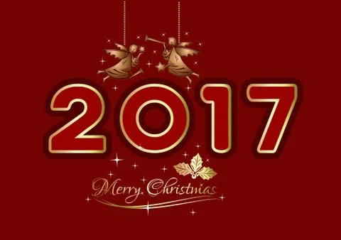 Merry Christmas 2017. Christmas greeting card Stock Illustration