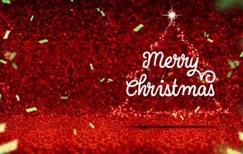 Merry Christmas (3d rendering) with shining star in tree shape Stock Illustration