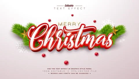 Merry Christmas 3D Text Effect Design. Editable and Scalable Vector Graphic Stock Illustration