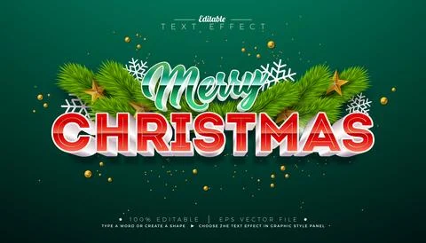 Merry Christmas 3D Text Effect Design. Editable and Scalable Vector Graphic 스톡 일러스트