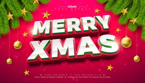 Merry Christmas 3D Text Effect Design. Editable and Scalable Vector Graphic Stock Illustration