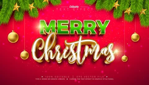 Merry Christmas 3D Text Effect Design. Editable and Scalable Vector Graphic Stock Illustration