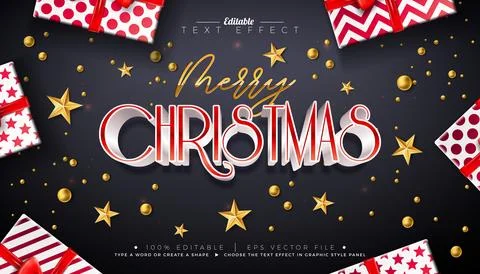 Merry Christmas 3D Text Effect Design. Editable and Scalable Vector Graphic Stock Illustration
