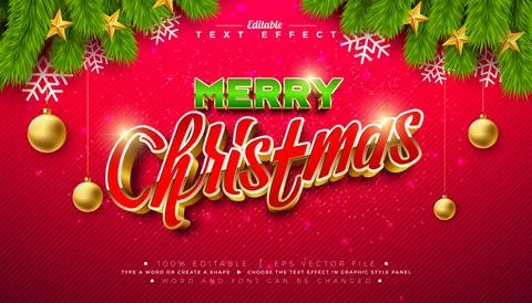 Merry Christmas 3D Text Effect Design. Editable and Scalable Vector Graphic Stock Illustration