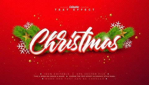 Merry Christmas 3D Text Effect Design. Editable and Scalable Vector Graphic Stock Illustration