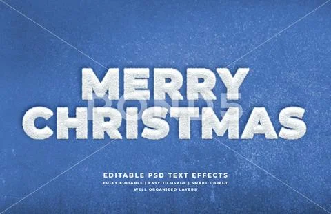 Merry Christmas 3d text style effect mockup - PSD Template PSD Template