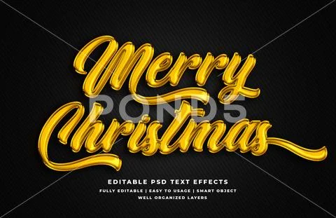 Merry Christmas 3d text style effect mockup - PSD Template PSD Template