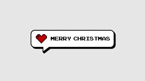 Merry Christmas 8-bits pixel art balloon in neubrutalism style. Stock Footage 316774464
