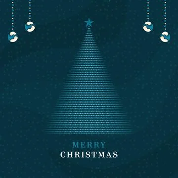 Merry Christmas Abstract Dot Tree Modern Geometric Starburst Design with Or.. Stock Illustration