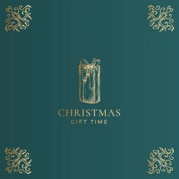 Merry Christmas Abstract Vector Classy Label, Logo or Card Template. Hand Drawn Stockillustratie