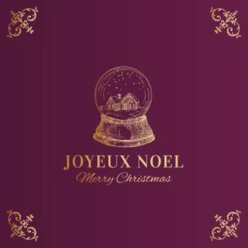 Merry Christmas Abstract Vector Classy Label, Logo or Card Template. Hand Drawn Stock Illustration