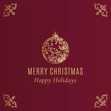 Merry Christmas Abstract Vector Classy Label, Logo or Card Template. Hand Drawn Stockillustratie