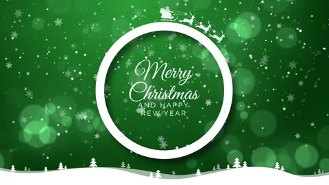 Merry Christmas and Happy new year. Winter landscape in green circle decorated Stock Footage 257621253