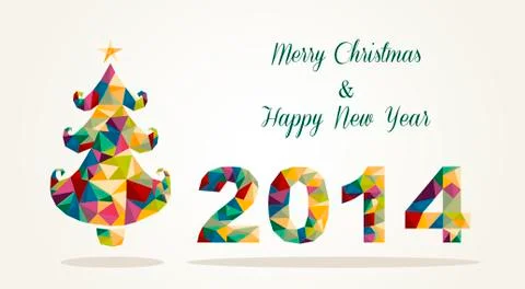 Merry christmas and happy new year contemporary greeting card Stock Illustration