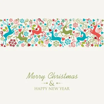 Merry christmas and happy new year greeting card Stock Illustration